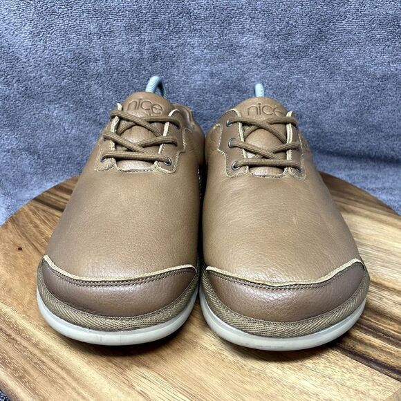 Nice Shell Beach Strut Wood Men\'s Size 10 Brown Leather Shoe Surfing California main image 4